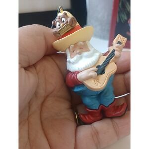 1995 Hallmark Keepsake Santas Serenade Ornament QX6017 Western Santa Guitar Owl